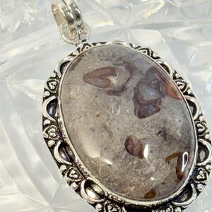 🆕 Natural Coffee Bean Jasper Gemstone Big Pendant In Sterling Silver 🆕